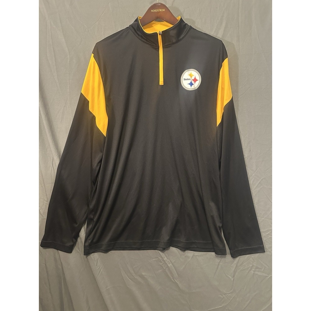 Pittsburgh Steelers NFL Team Apparel Mens Black Quarter 1/4 Zip Pullover Size XL